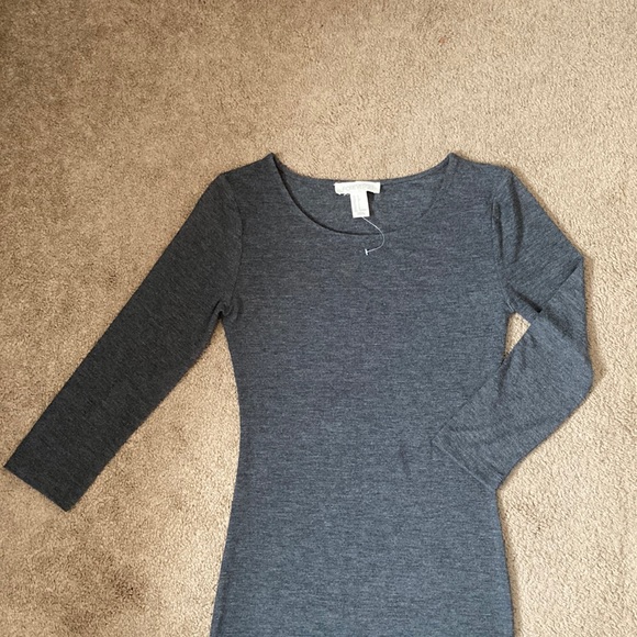Forever 21 plain dark grey long sleeve form fitting dress, small - Picture 4 of 13